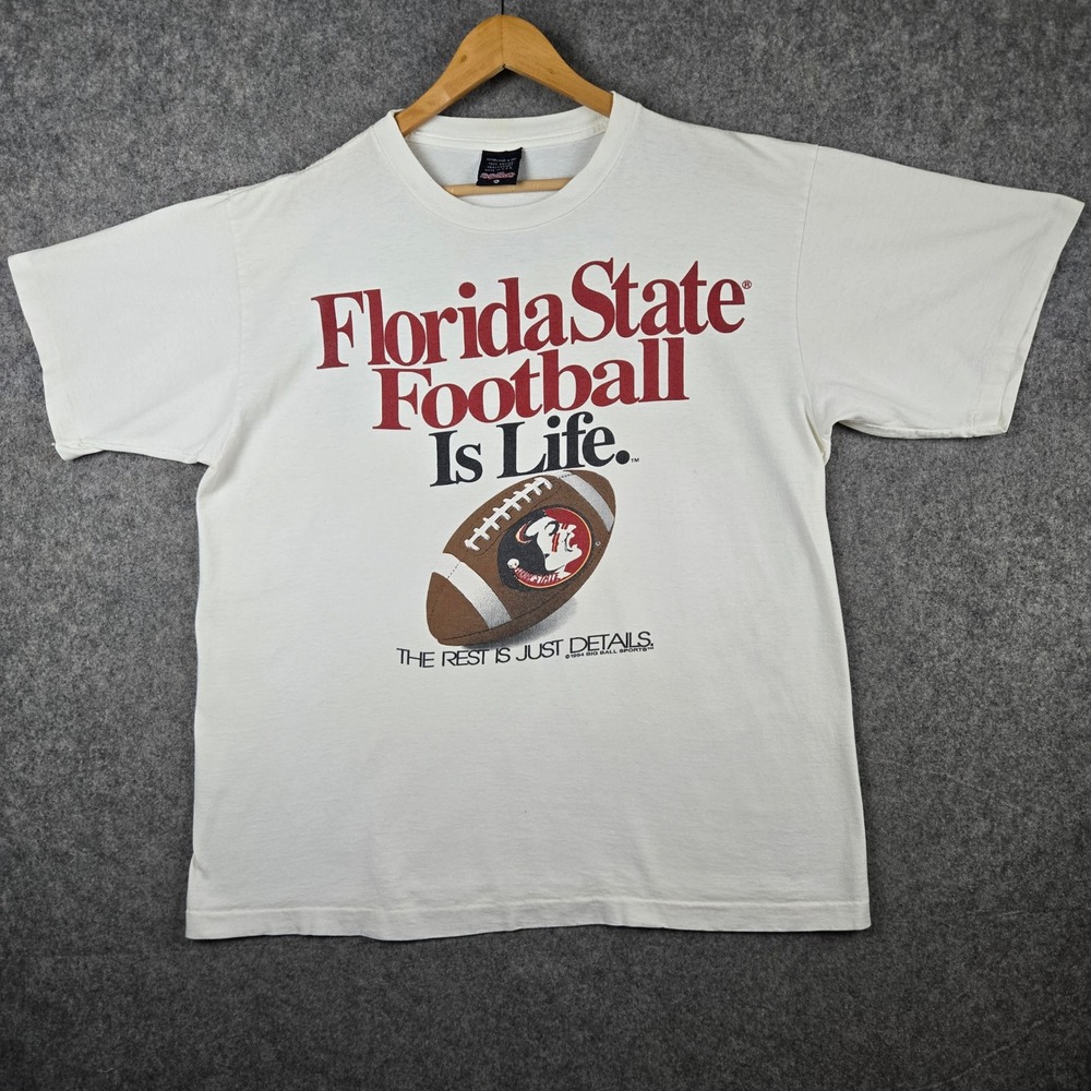 Vintage Florida State Football T-Shirt Mens XL White Big Ball Sports 1994 90s